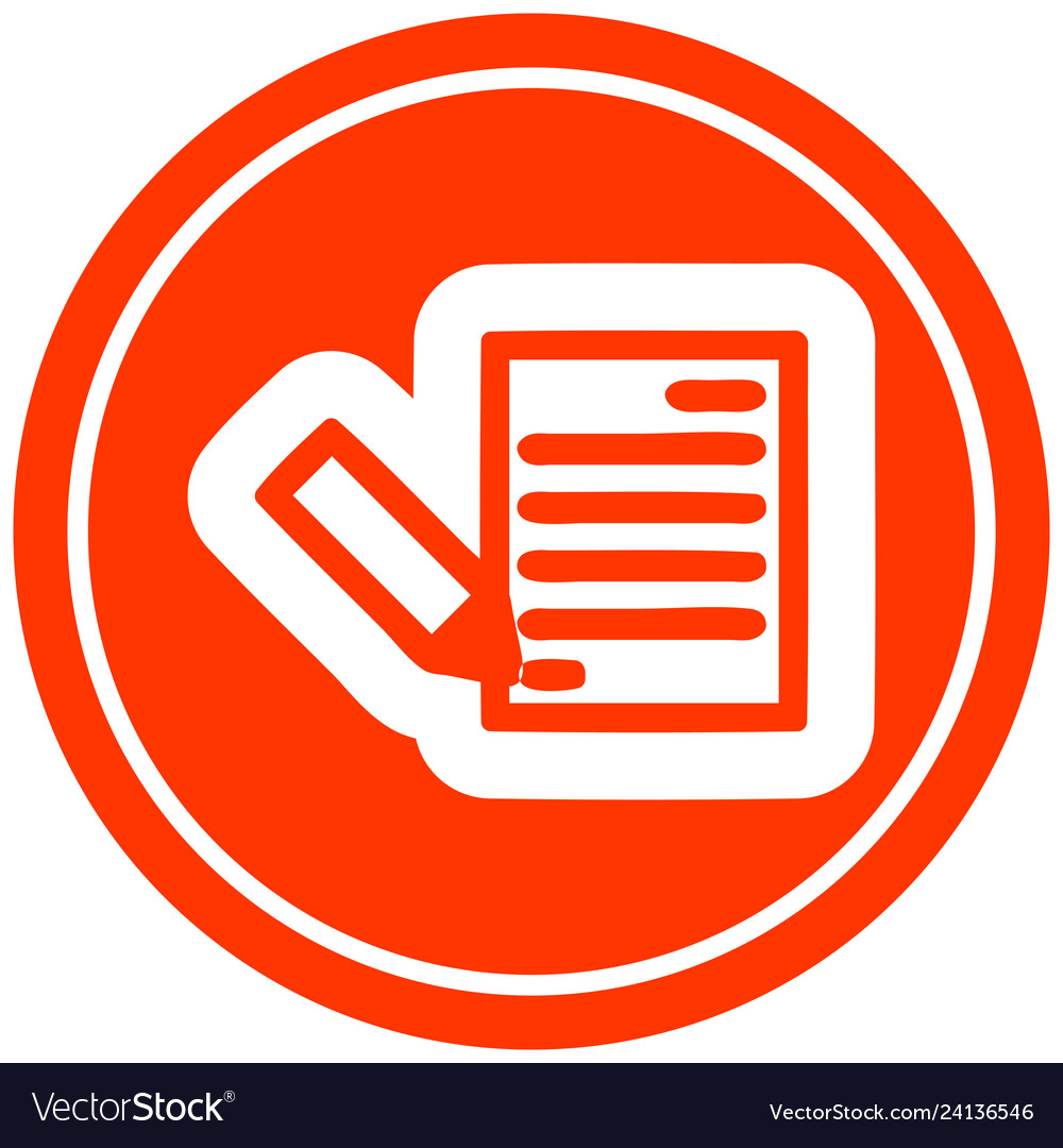 Document and pencil circular icon