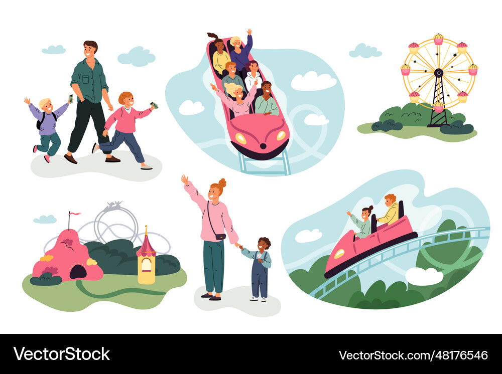 Entertainment park elements roller coaster Vector Image