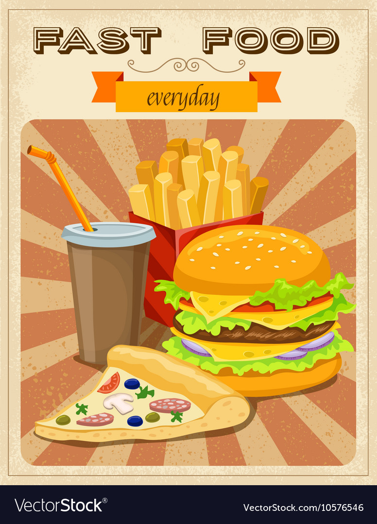 Fast food retro style poster Royalty Free Vector Image