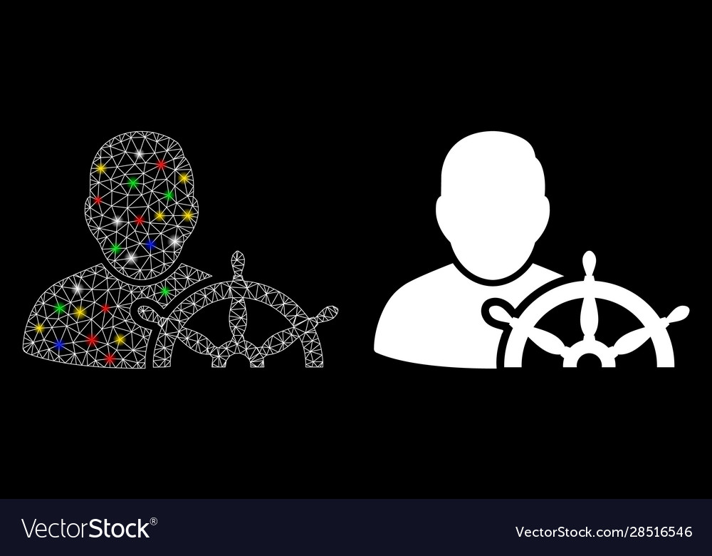 Glossy mesh 2d navigation captain icon with flare vector image Glossy mesh 2d navigation captain icon with flare