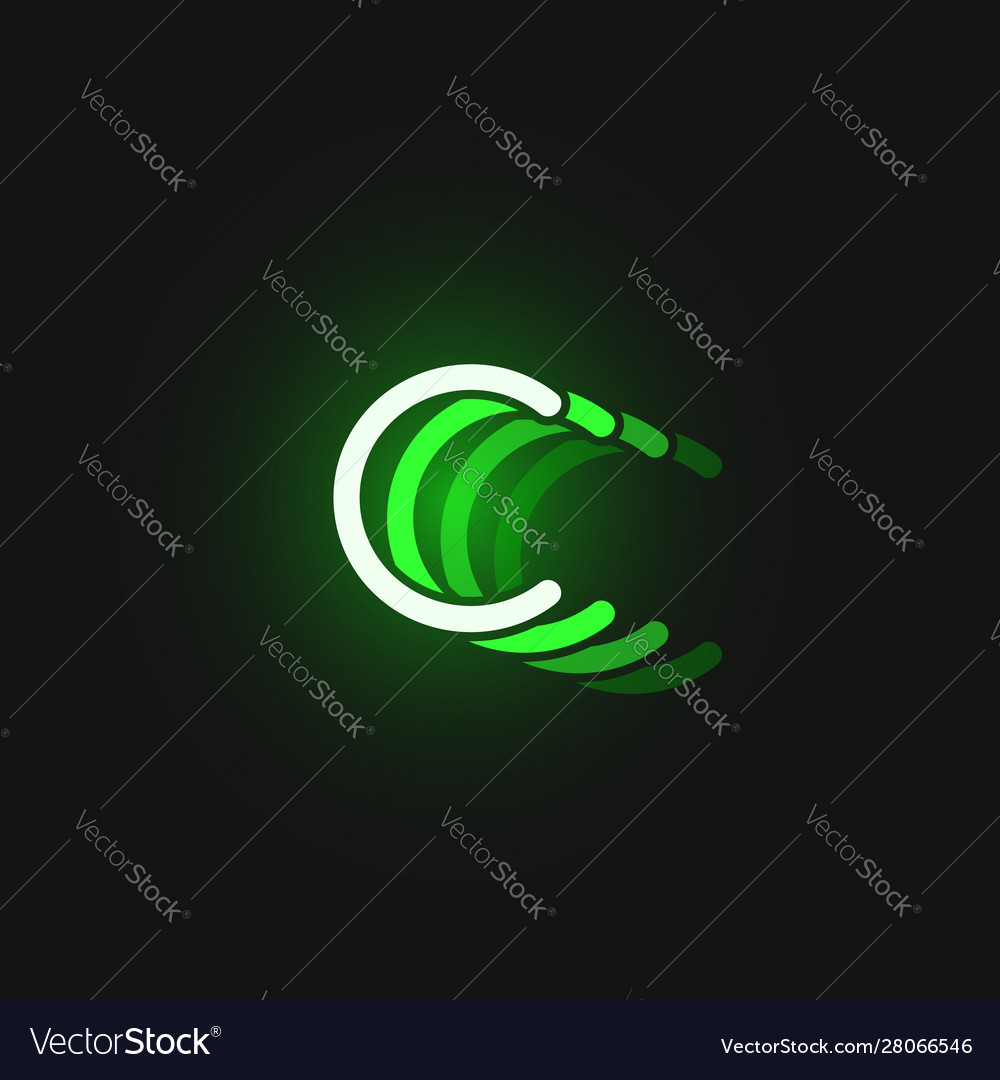 Grüne Neon Schriftart auf schwarzem Hintergrund vector image Grüne Neon Schriftart auf schwarzem Hintergrund