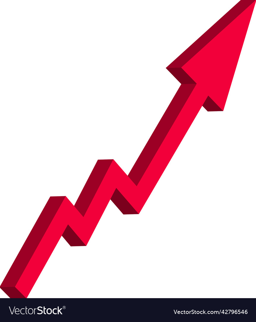 Isolated red arrow going up vector image Isolated red arrow going up
