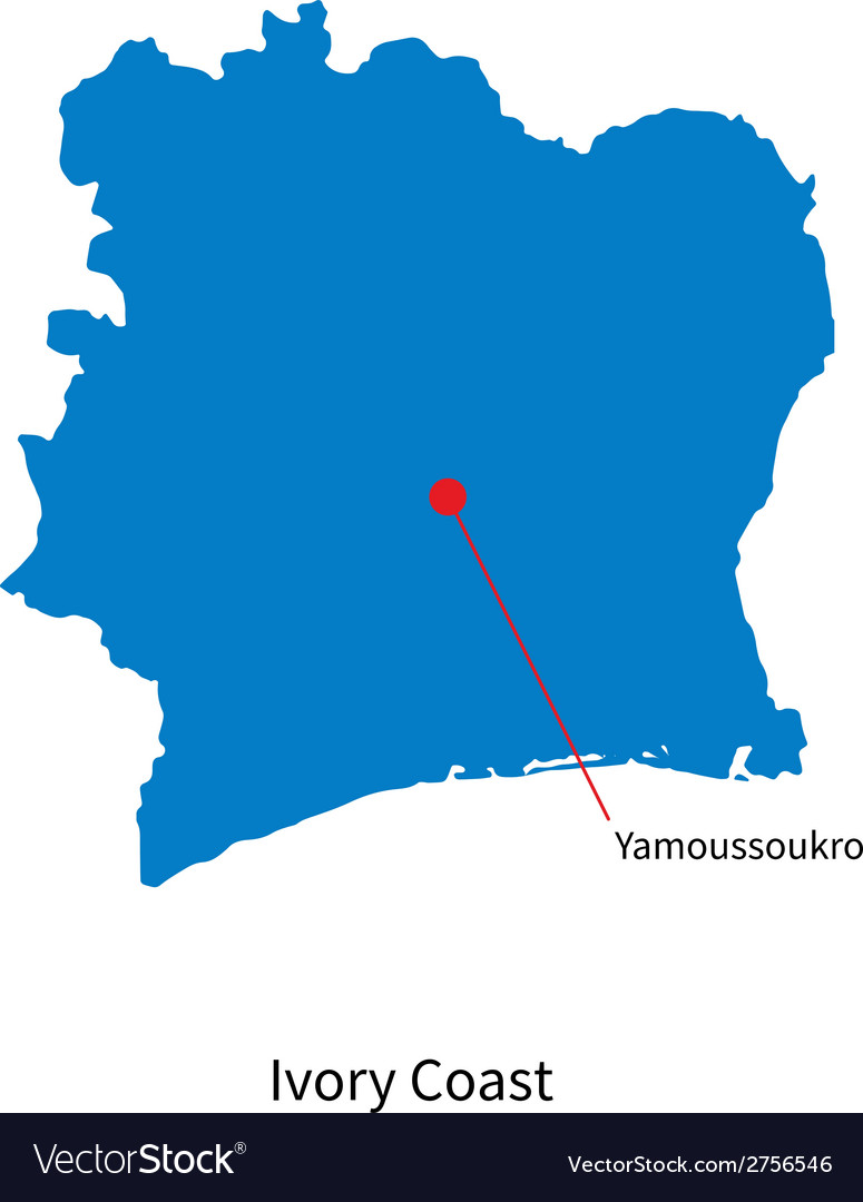 Ivory Coast Map with Yamoussoukro