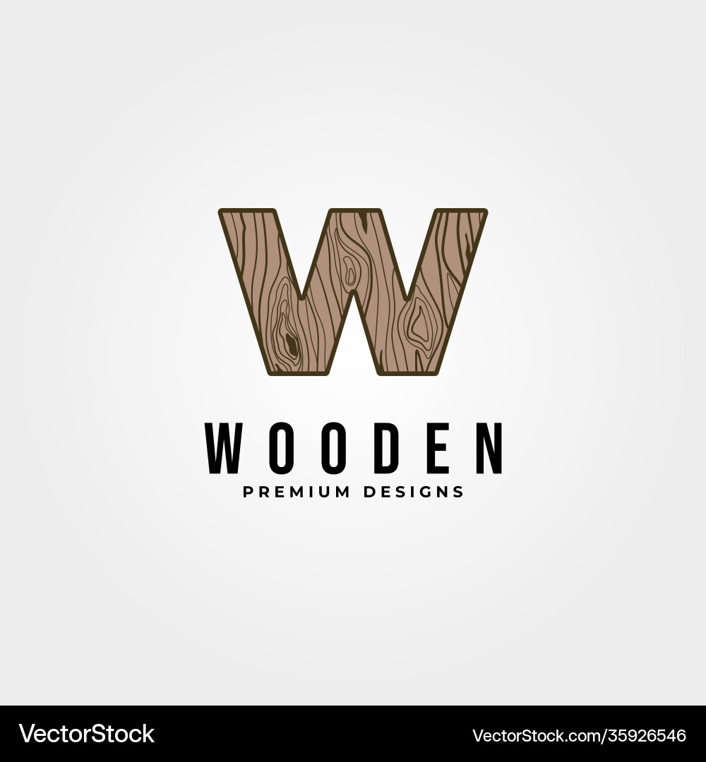 Letter w wood work logo vintage design Royalty Free Vector