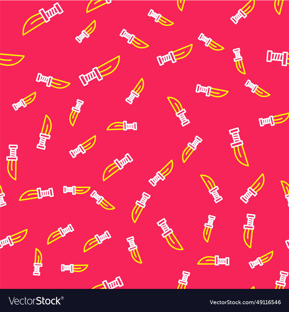 Line dagger icon isolated seamless pattern on red Vector Image Line dagger icon isolated seamless pattern on red
