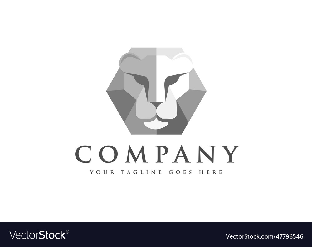 Lion head hexagon logo Royalty Free Vector Image