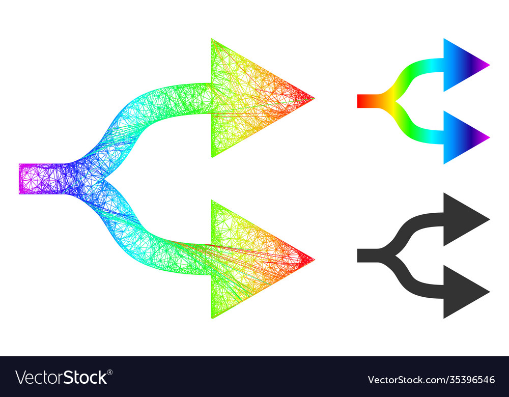 Rainbow net gradient split arrows right icon vector image Rainbow net gradient split arrows right icon