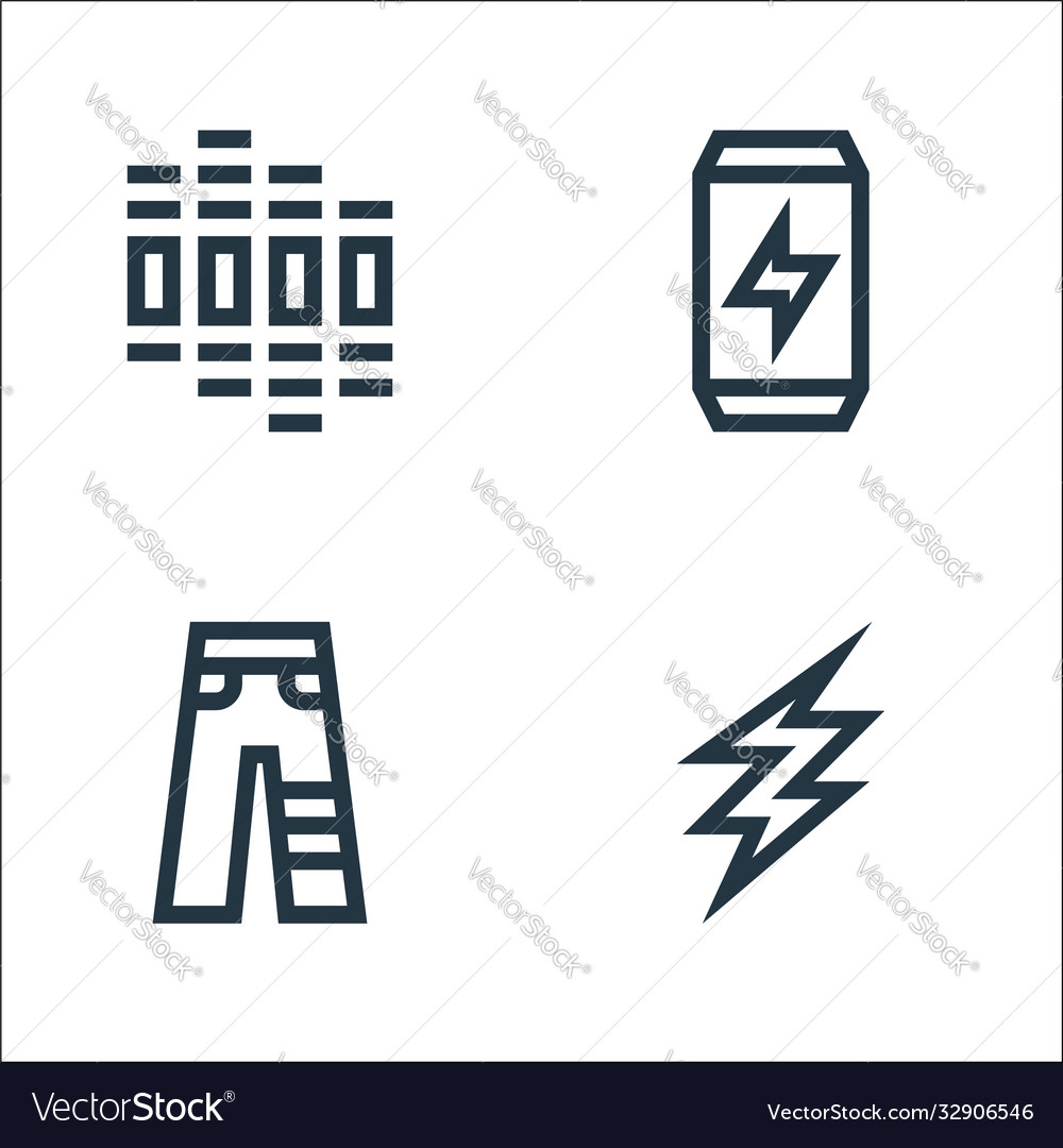 Rock and roll line icons linear set quality vector image Rock and roll line icons linear set quality
