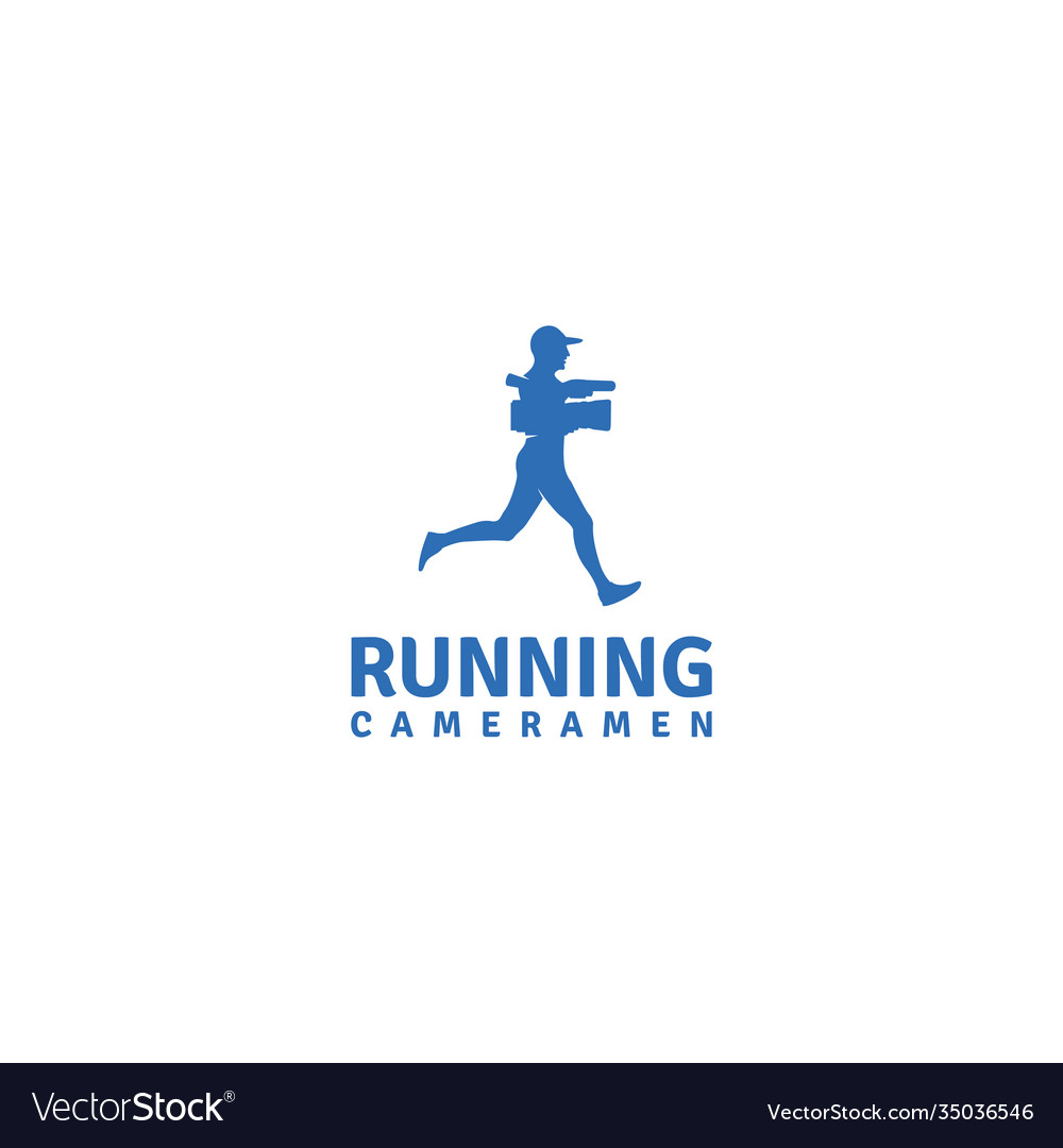Running cameraman creative bulb camera Royalty Free Vector