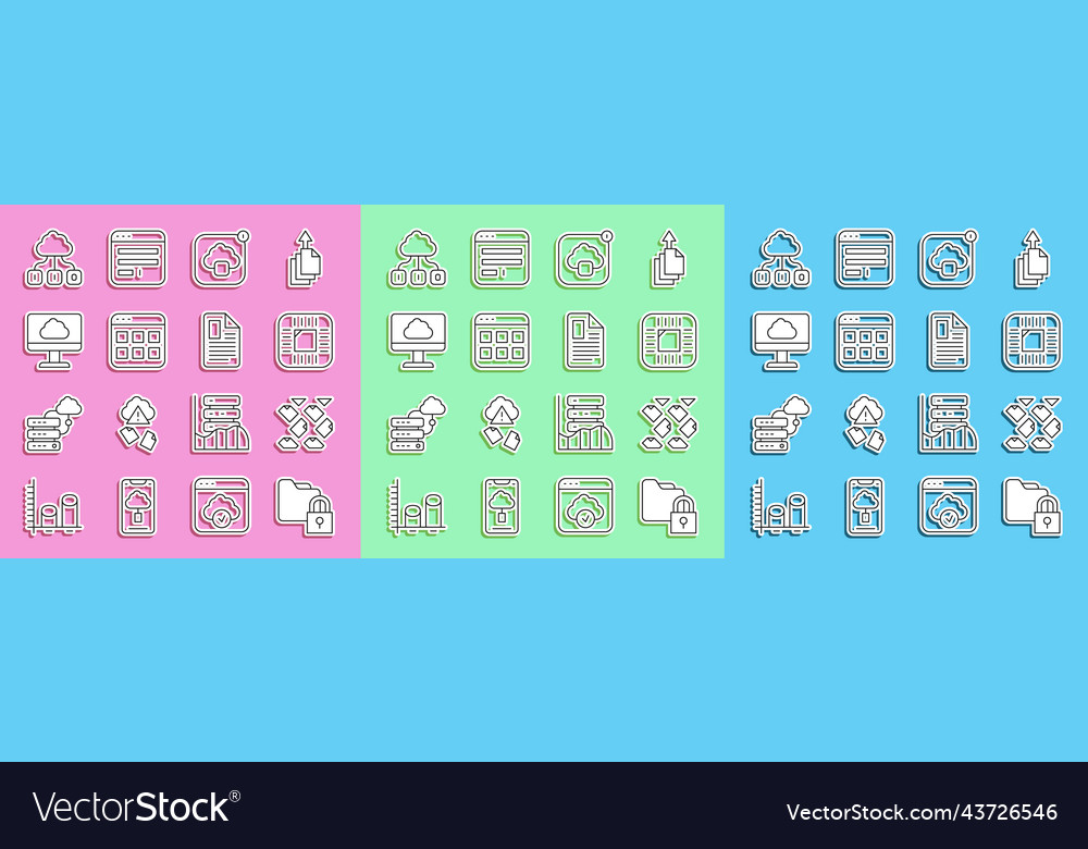 Set line folder and lock data stream processor vector image Set line folder and lock data stream processor