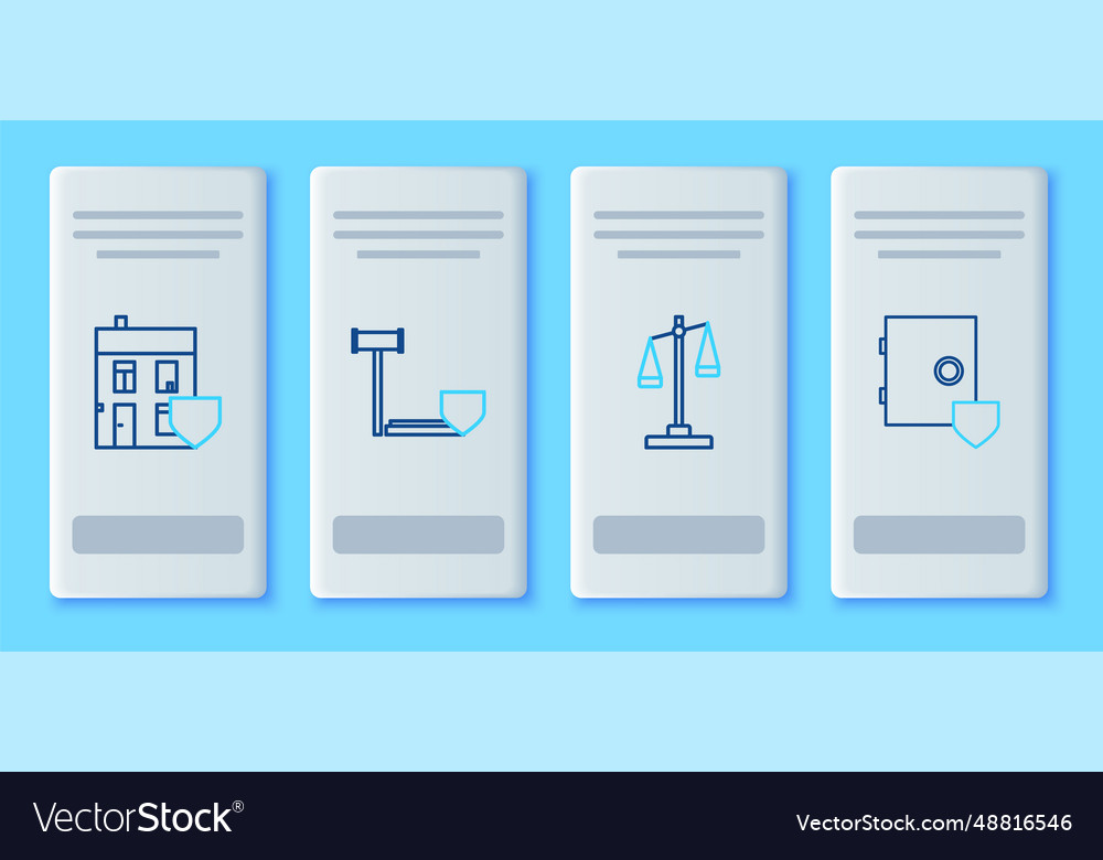 Set line judge gavel with shield scales vector image Set line judge gavel with shield scales