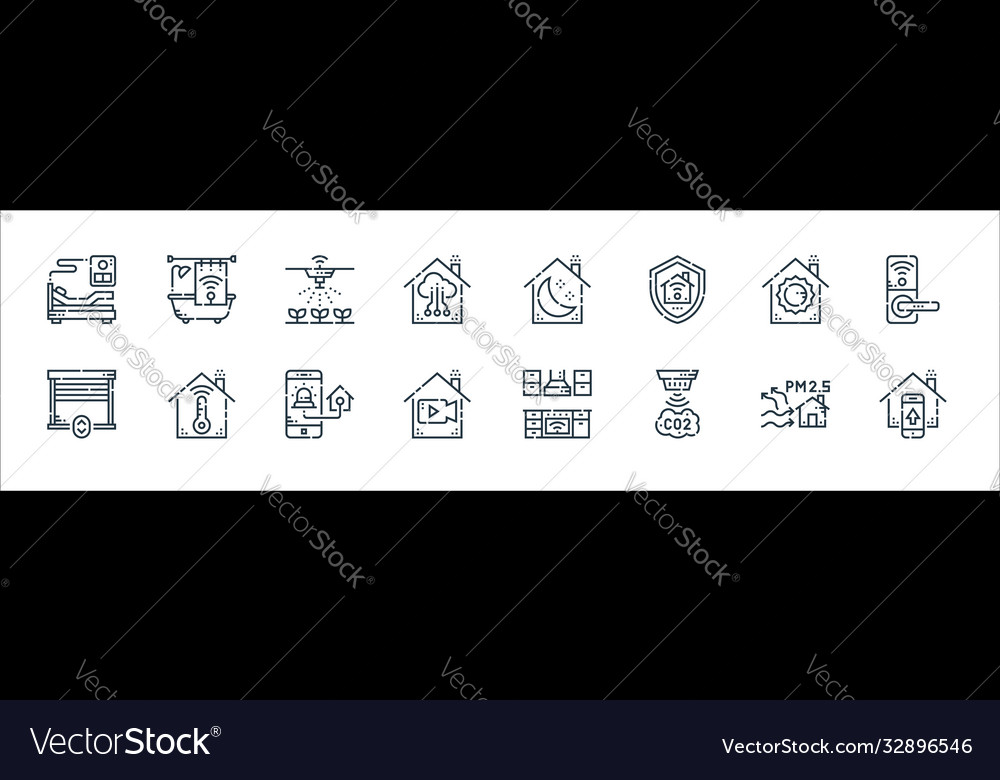 Smarthome line icons linear set quality vector image Smarthome line icons linear set quality