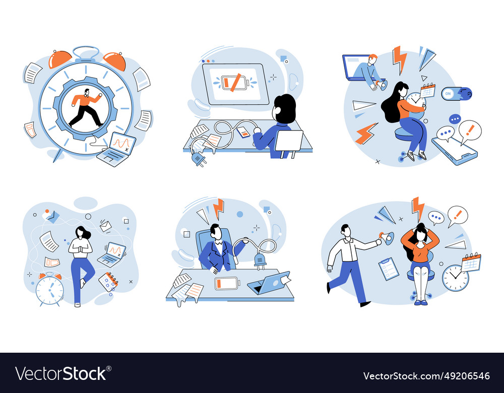 Stress at work managing and seeking Royalty Free Vector