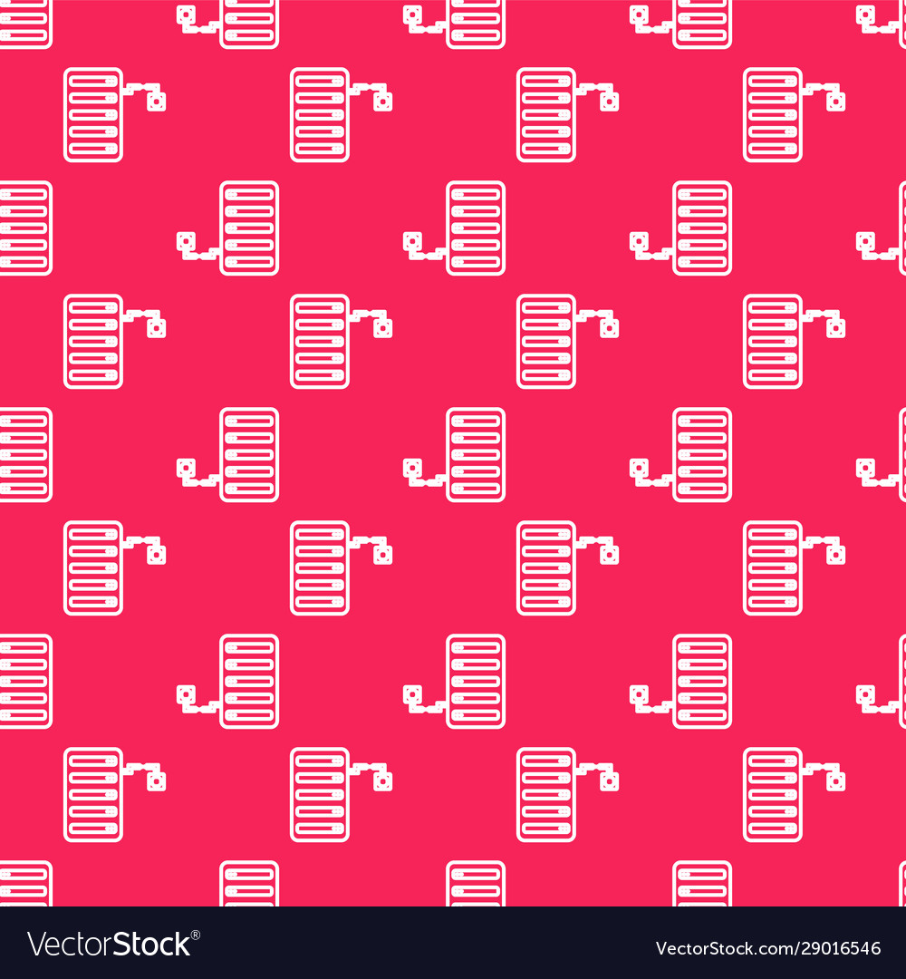 White line server icon isolated seamless pattern vector image White line server icon isolated seamless pattern