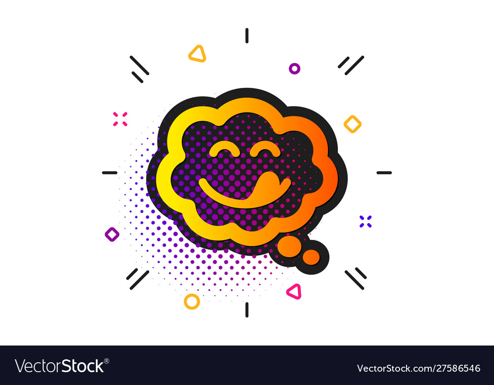 Yummy smile icon emoticon with tongue sign comic