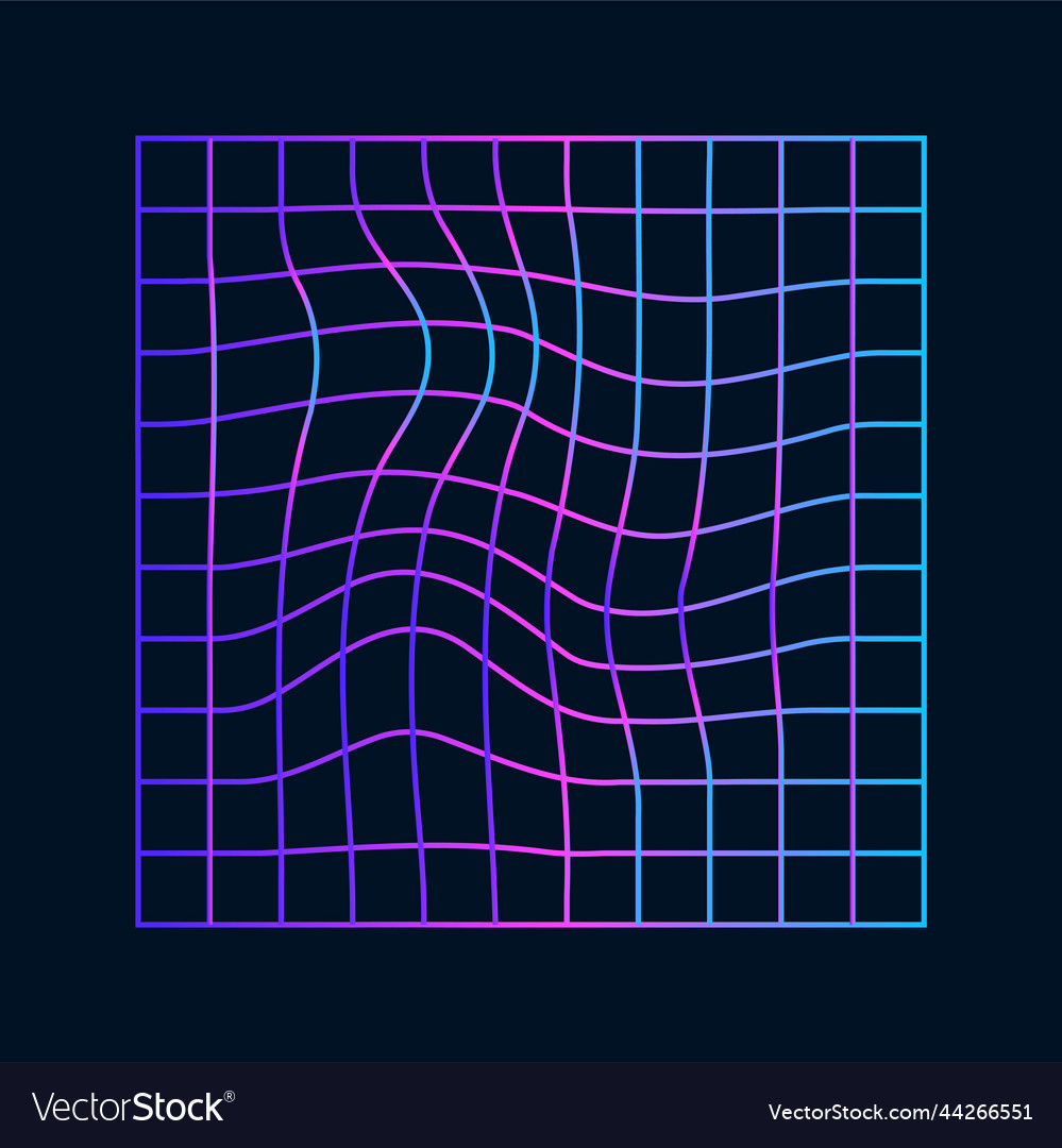 A distorted holographic grid inside an even vector image A distorted holographic grid inside an even