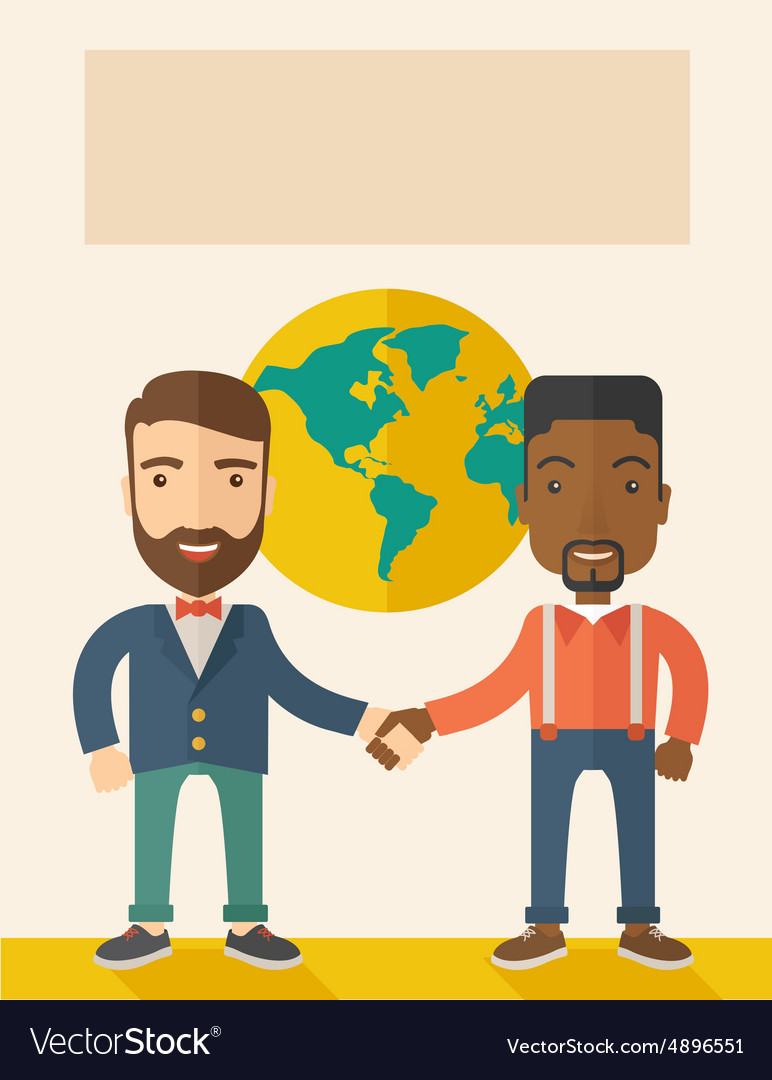 American and black guy happily handshaking