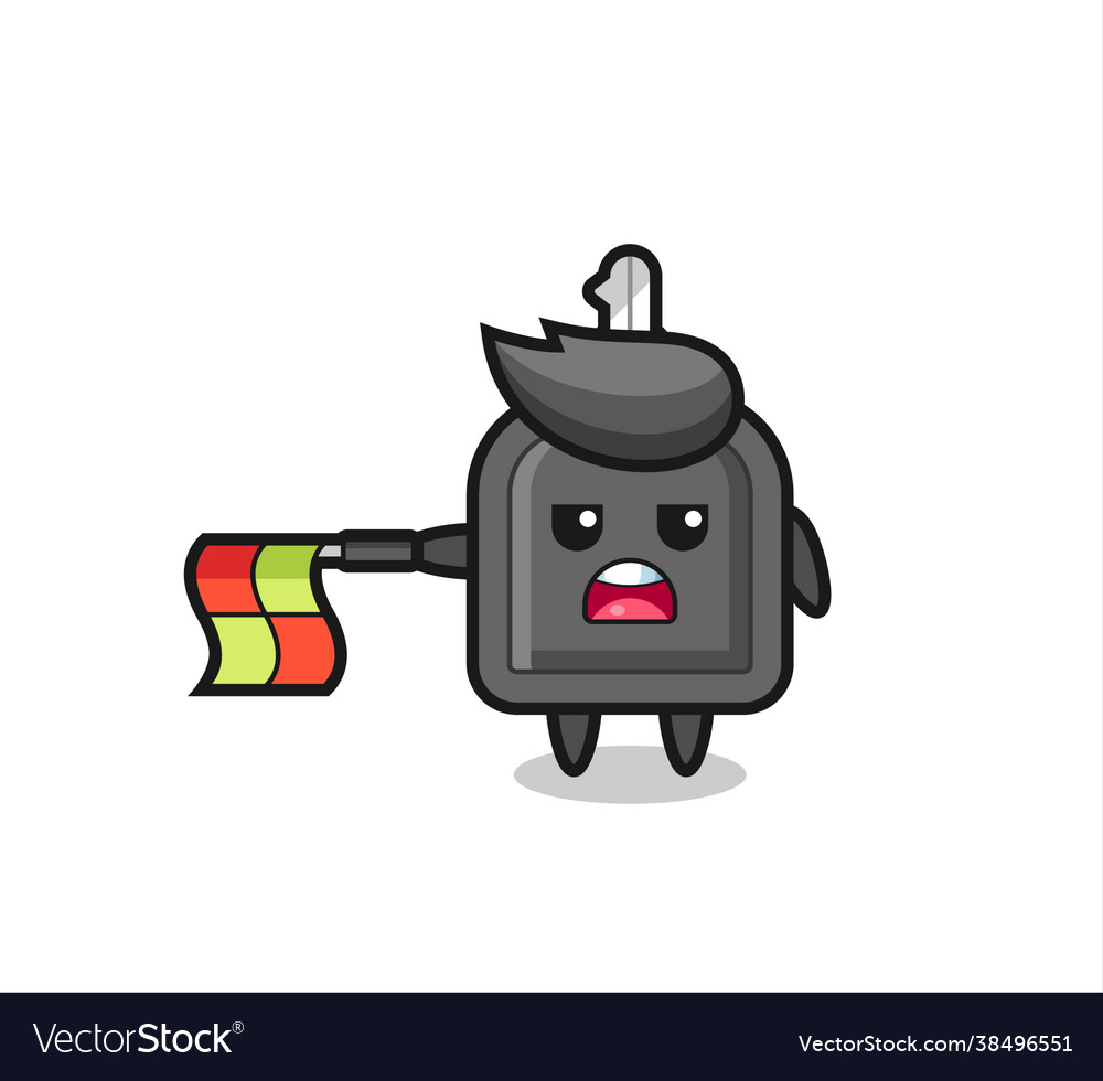 Car key character as line judge hold flag Vector Image Car key character as line judge hold flag