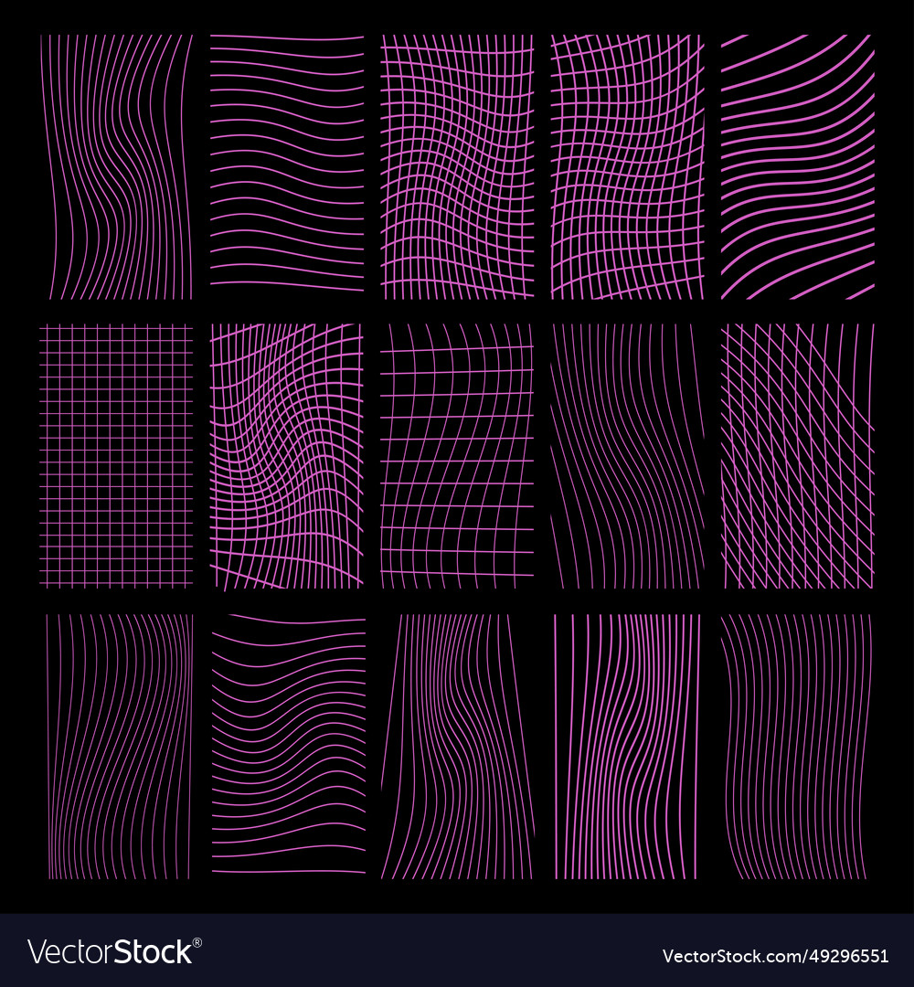 Collection geometric linear grid patterns vector image Collection geometric linear grid patterns