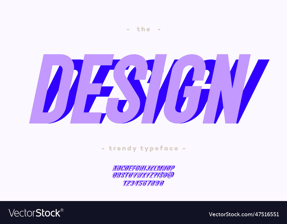 Design font 3d slanted style Vector Image Design font 3d slanted style