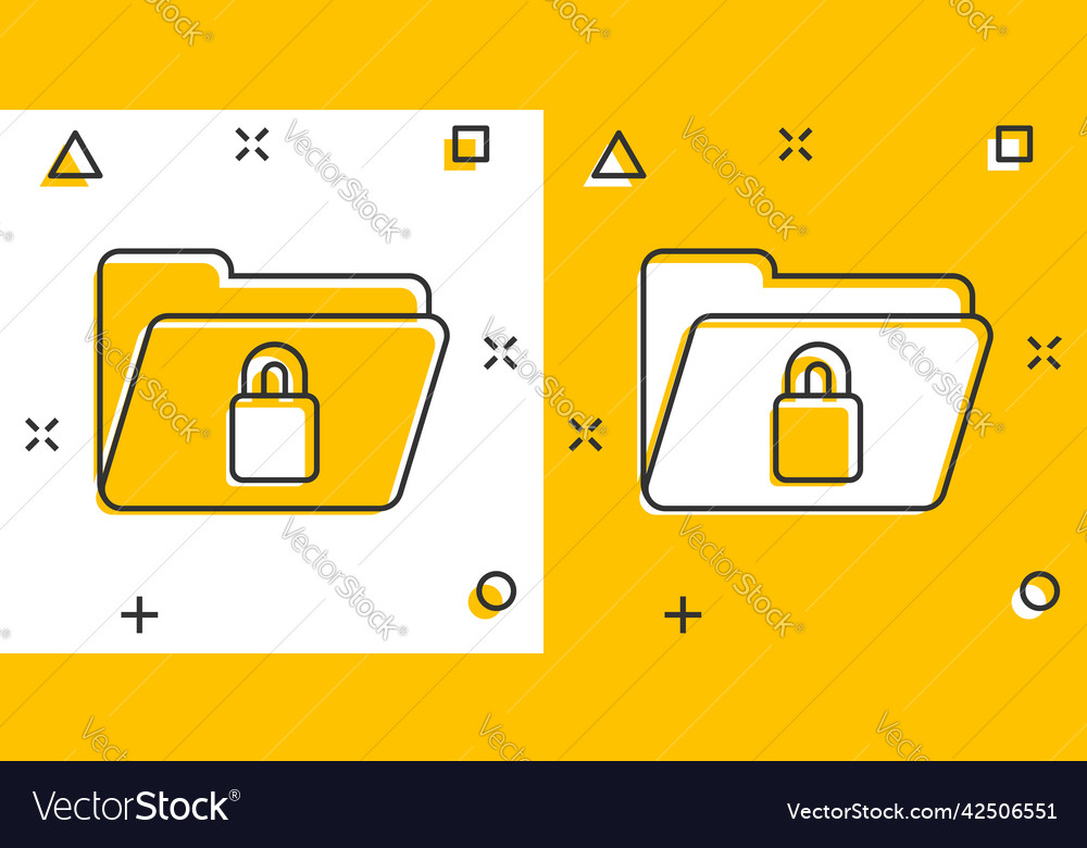 Files folder permission icon in comic style vector image Files folder permission icon in comic style