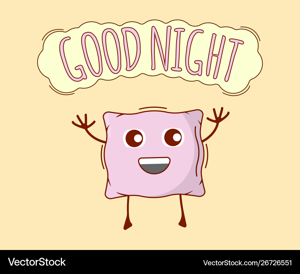 Good night banner pillow icon cute character Vector Image