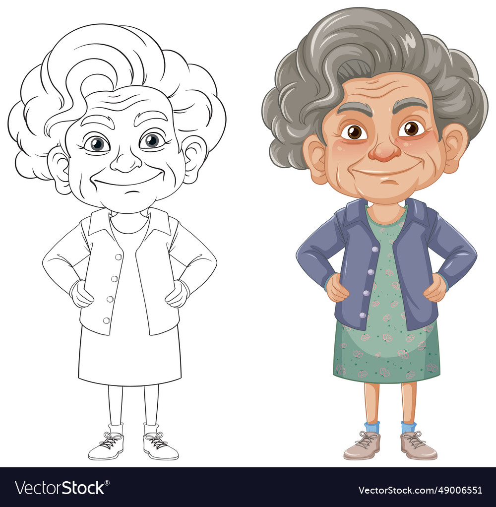 Grandmother in beautiful dress and cardigan Vector Image