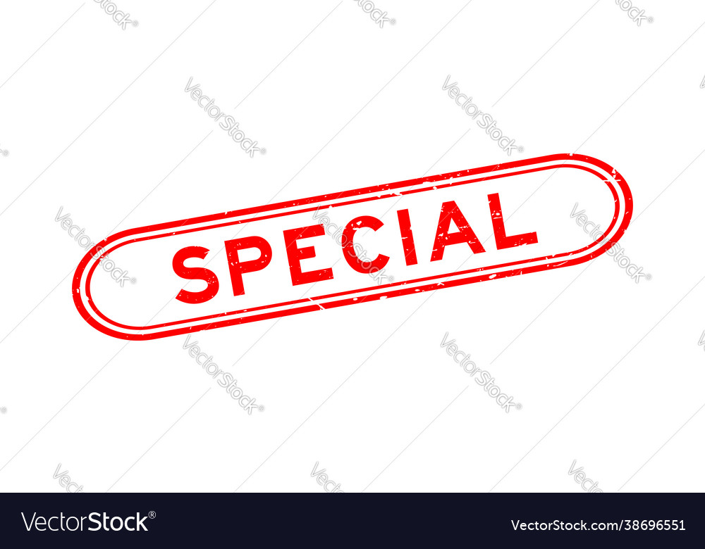 Grunge red special word rubber seal stamp Vector Image