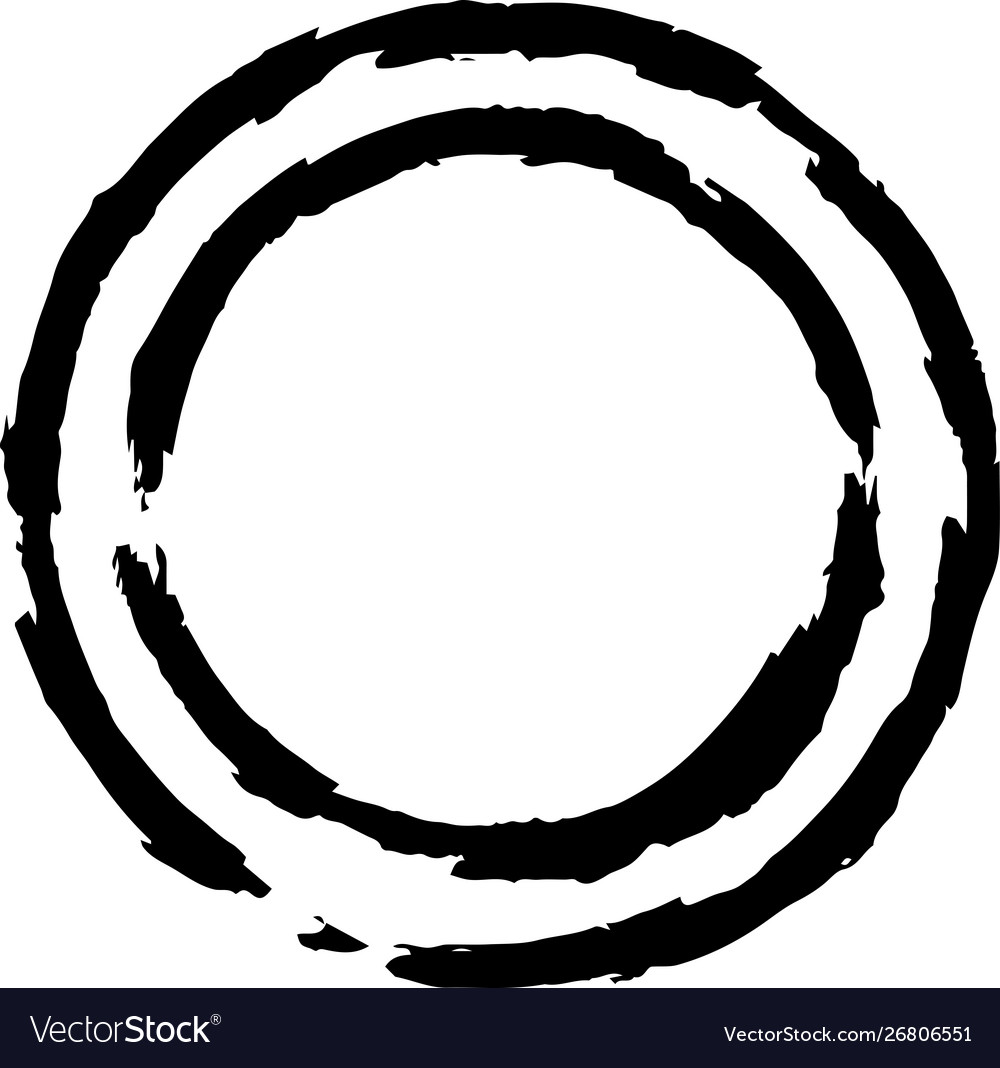 Hand-drawn black brushstroke circle Royalty Free Vector