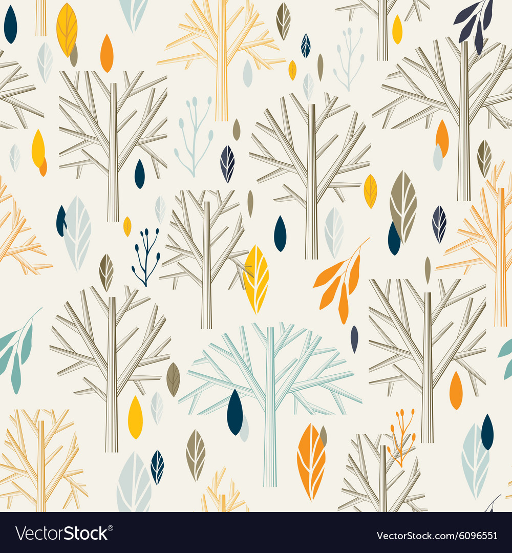 Leaves branches pattern in retro style