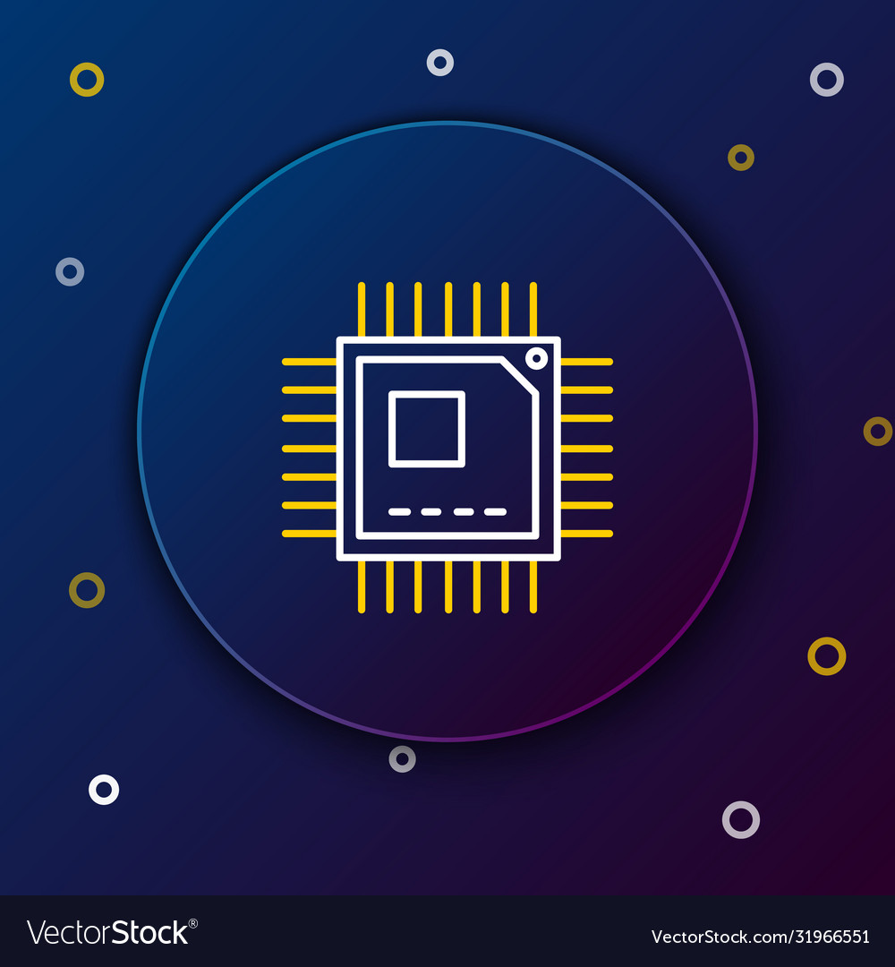 Line computer processor with microcircuits cpu vector image Line computer processor with microcircuits cpu