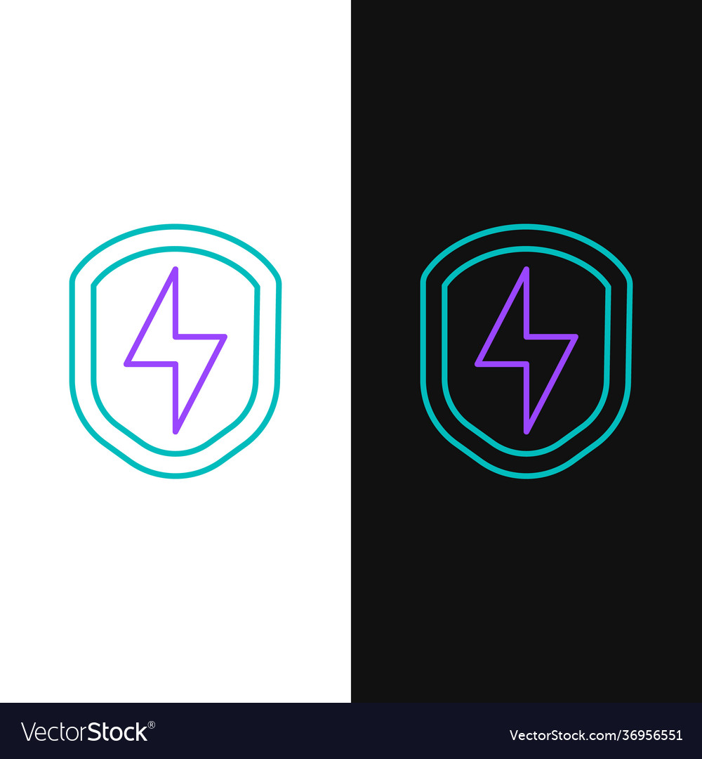 Line secure shield with lightning icon isolated Vector Image Line secure shield with lightning icon isolated