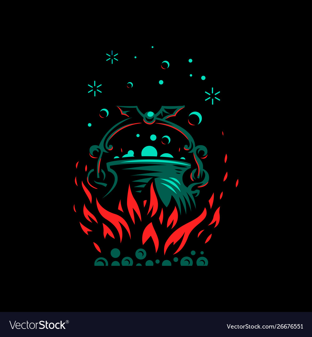 Magic cauldron with a bat handle