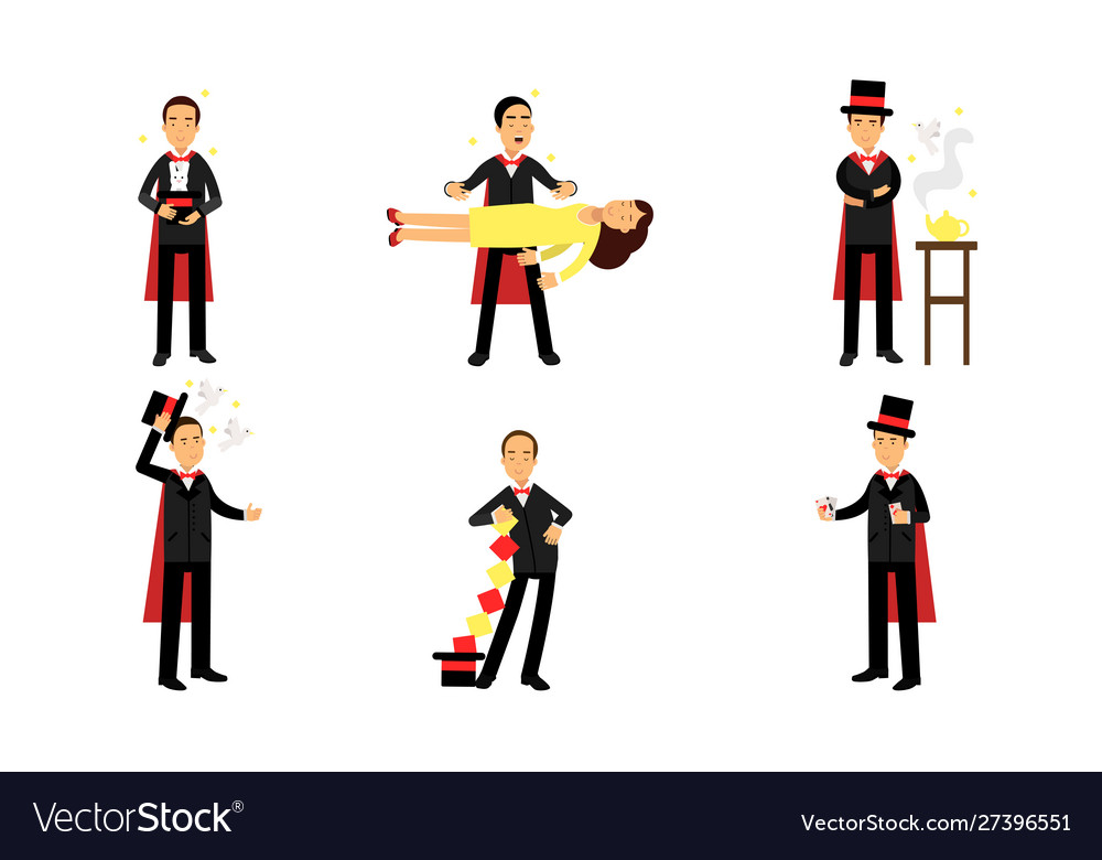 Magic Tricks Illusionist In Royalty Free Vector Image