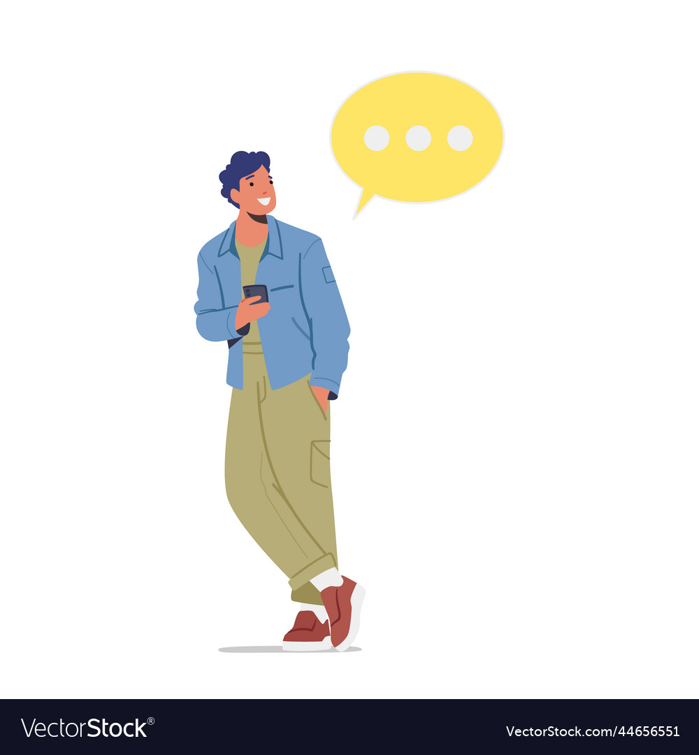 Man with mobile phone and speech bubble cellphone vector image Man with mobile phone and speech bubble cellphone