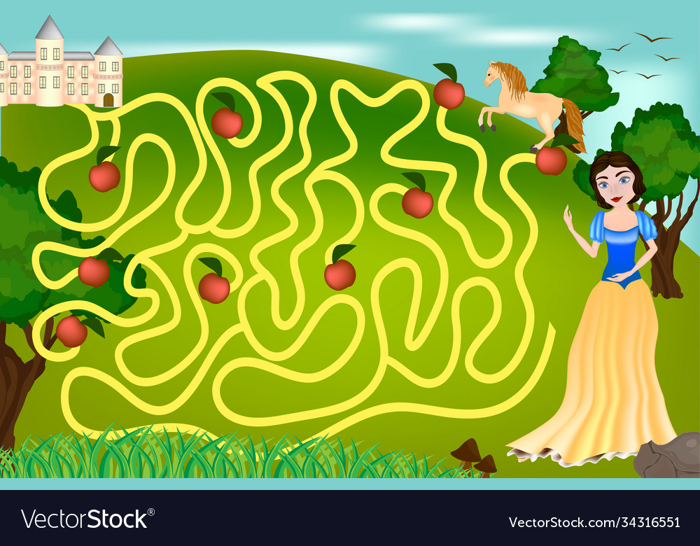 Maze game the princess is looking for prince s Vector Image