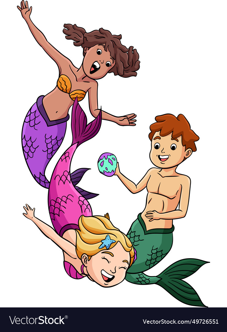 Mermaid und ein merman spielen Cartoon Clipart