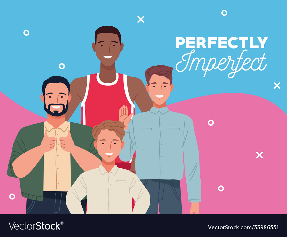 Perfectly imperfect people group characters Vector Image