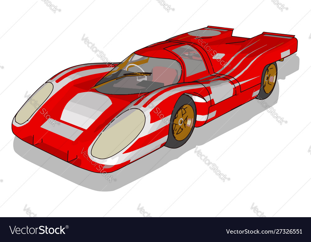 Red racing car on white background