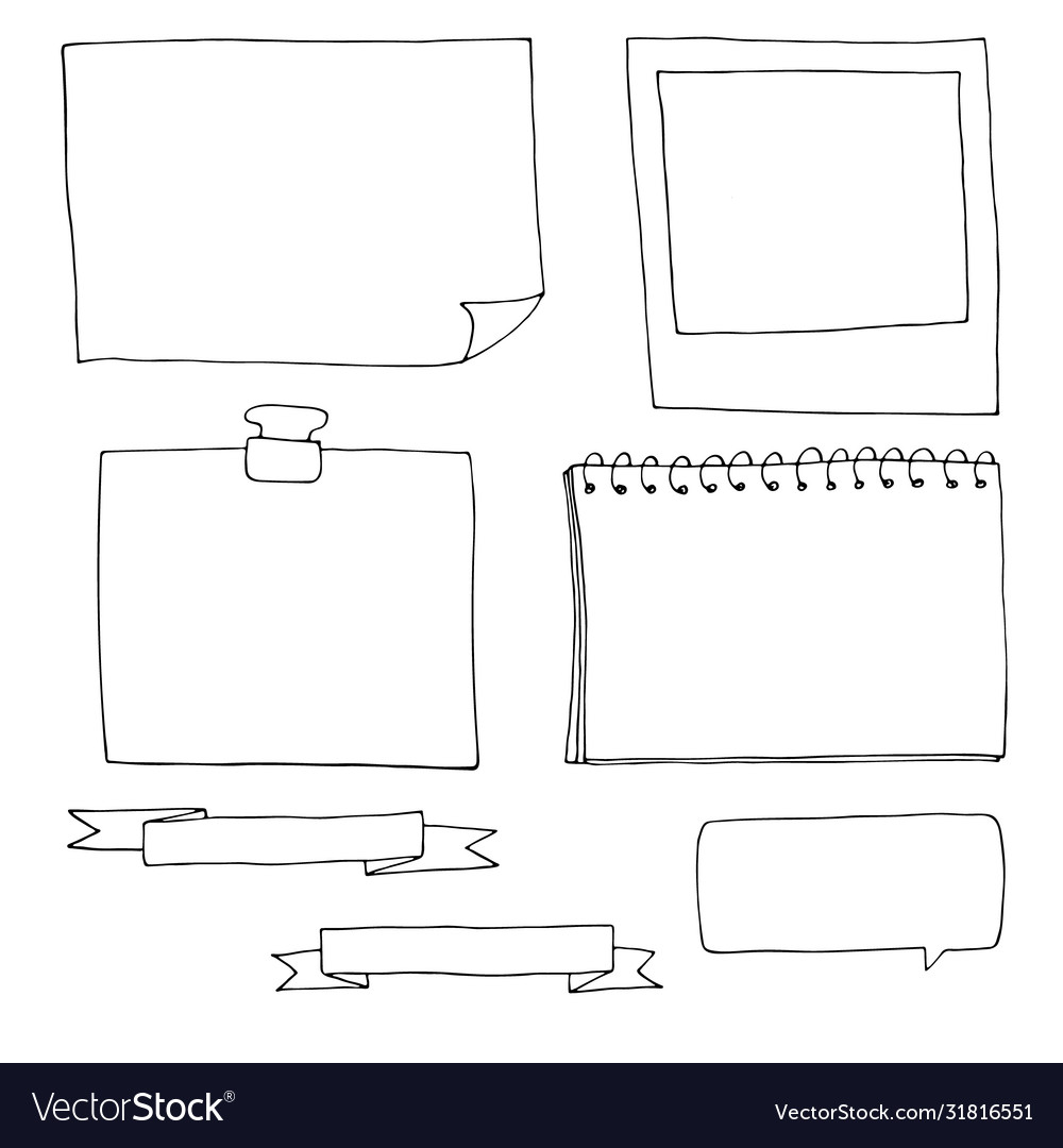 Set doodle frames for organizing diary entries