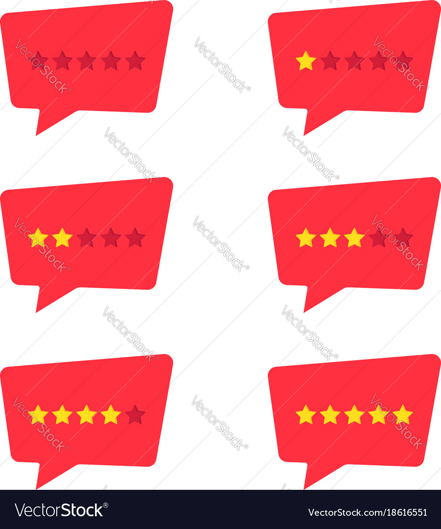 Set of simple red rating stars icon