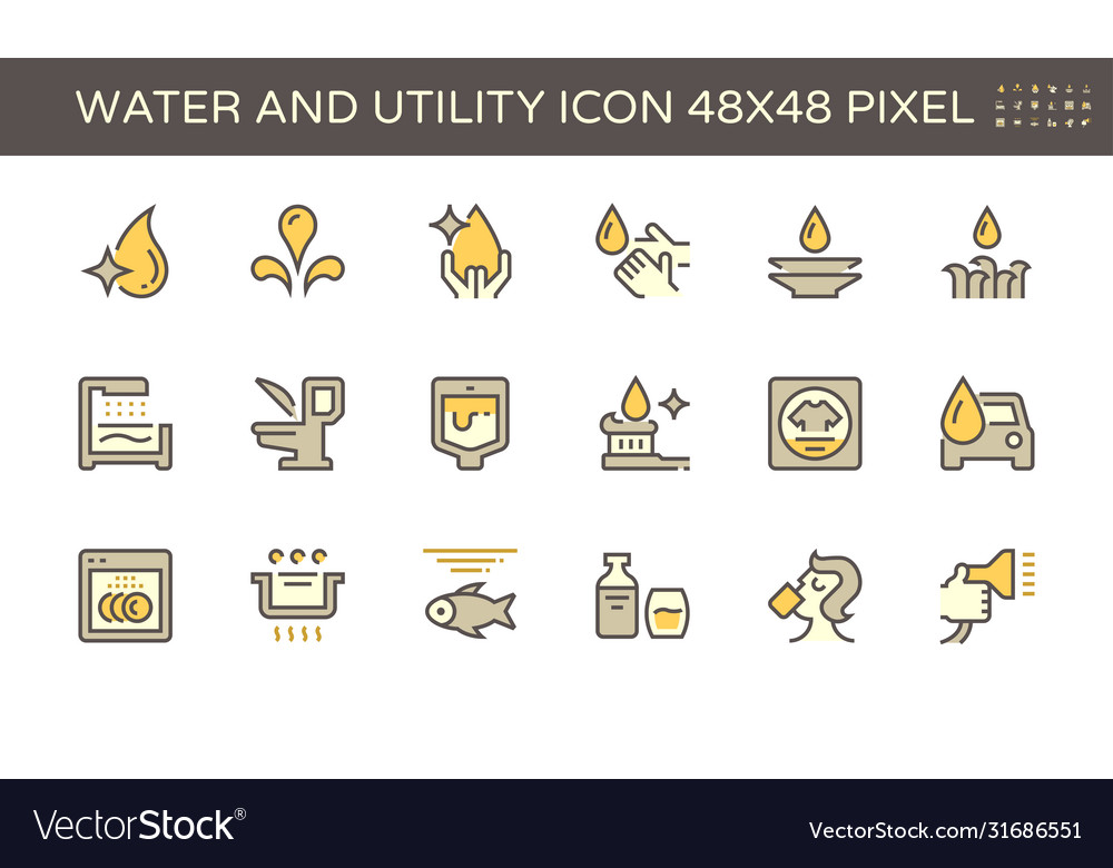 Water utility and usage icon set design Royalty Free Vector