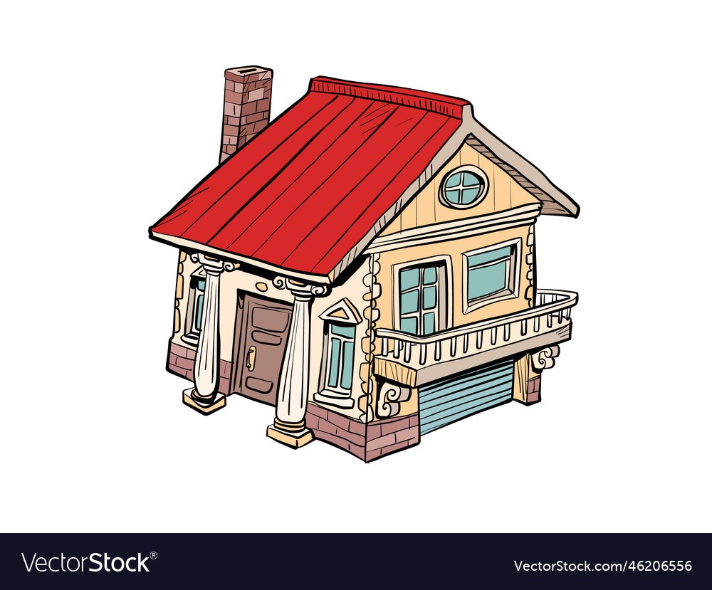 A cozy and beautiful house with red roof vector image A cozy and beautiful house with red roof