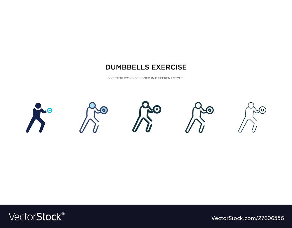 Dumbbells exercise icon in different style two vector image Dumbbells exercise icon in different style two