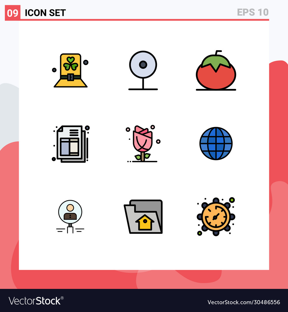 Editable line pack 9 simple filledline flat