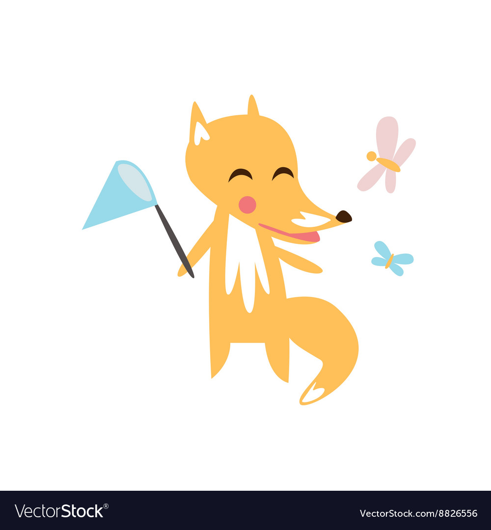 Fox with Butterflies Net