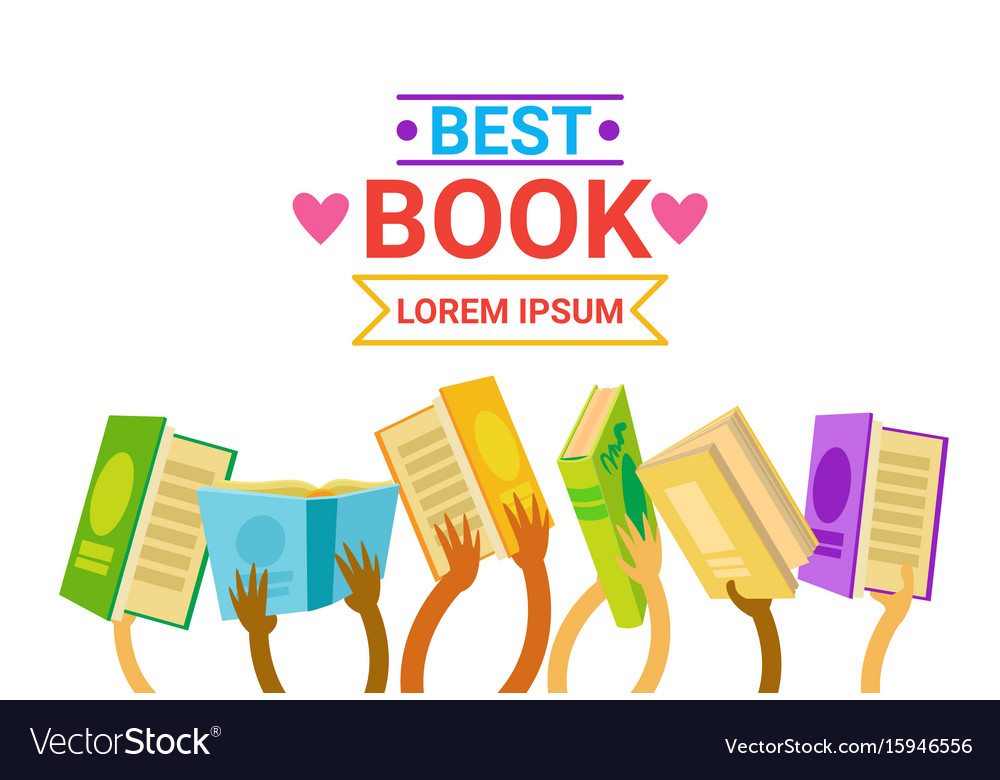 Group Of Hands Holding Books Reading Banner Vector Image