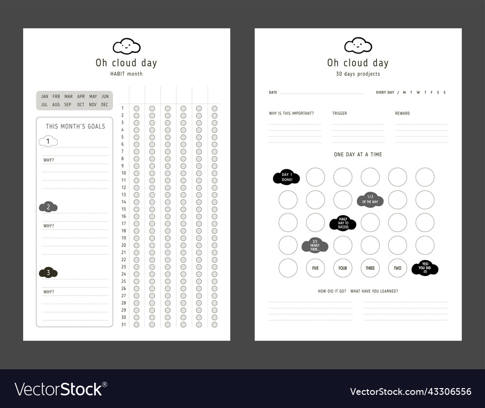 Habit 30 days and 100 challenge planner