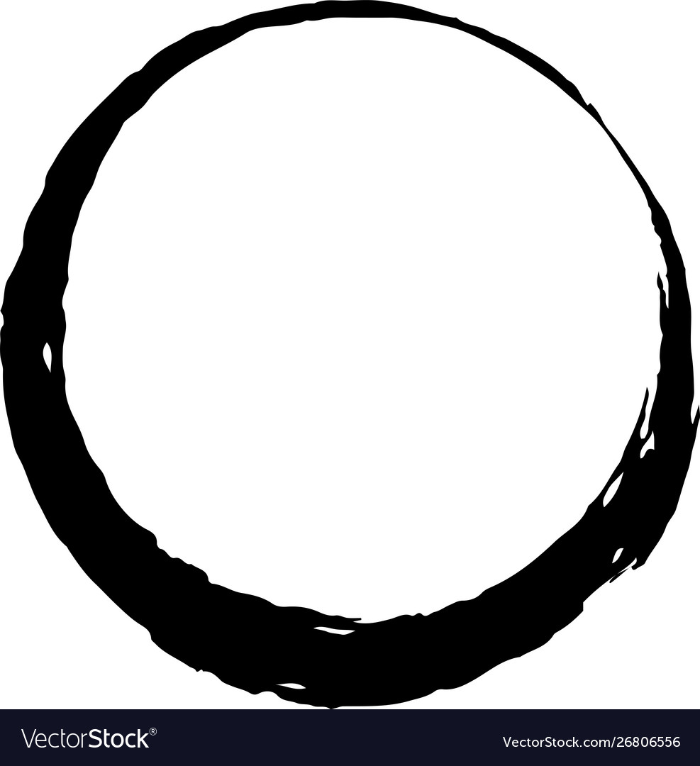 Hand-drawn black brushstroke circle Royalty Free Vector