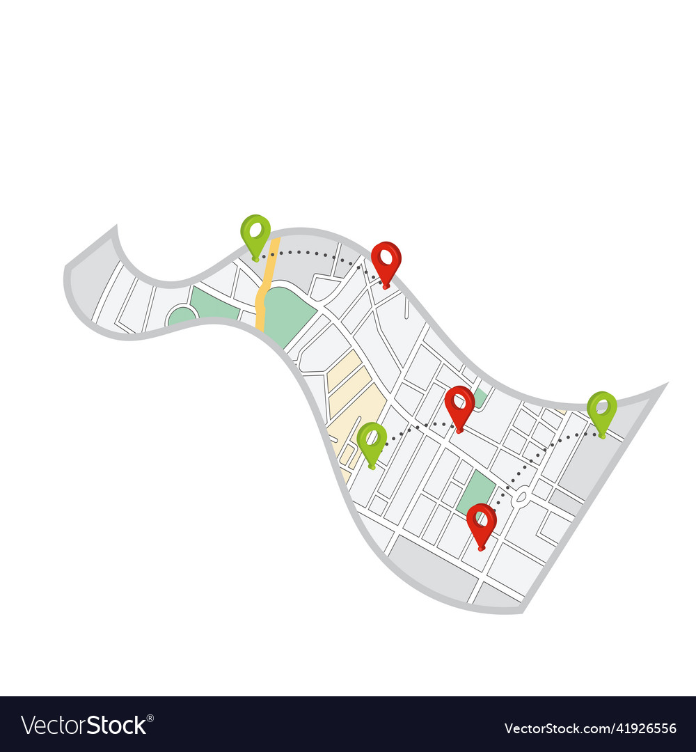 Isolated web application map with pins